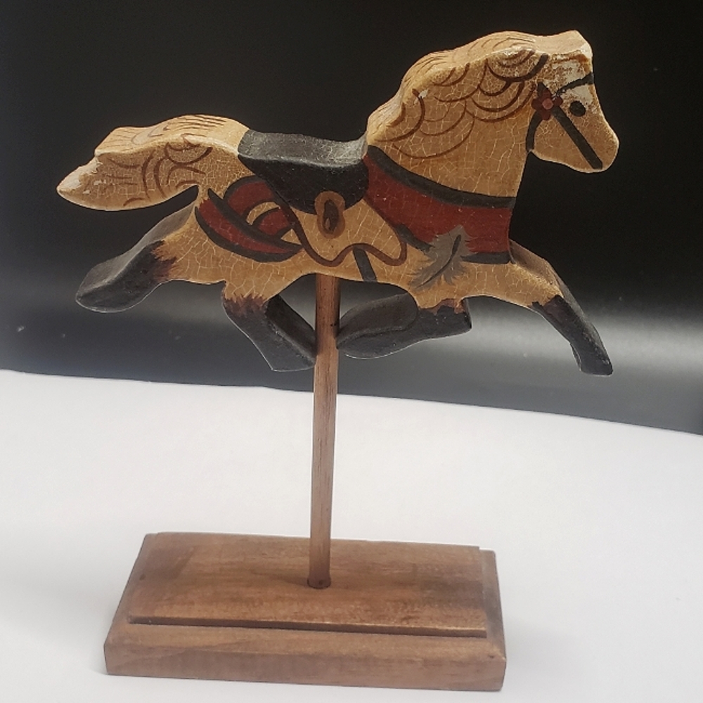 Vintage Hand Painted Wooden Horse Home Decor
